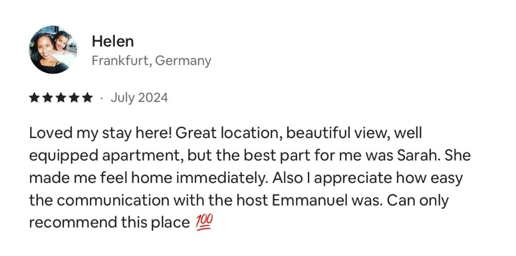 Airbnb guest review 1
