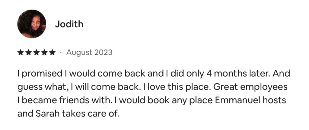 Airbnb guest review 2